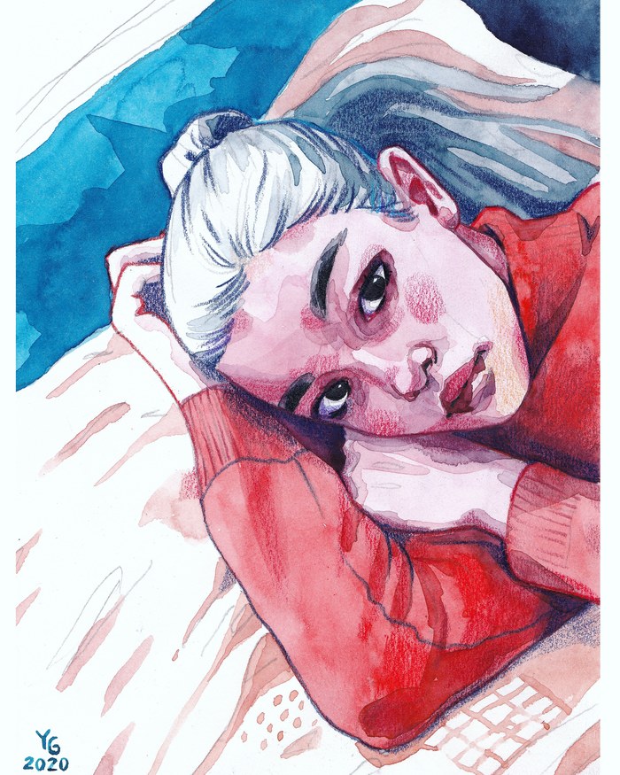 Акварель Акварель, Портрет, Рисунок, Девушки, Длиннопост