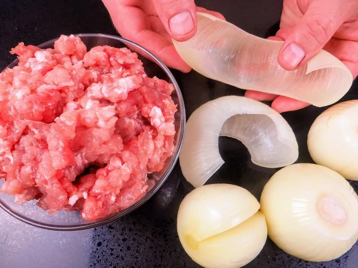 Onion cabbage rolls in the oven - My, Cooking, Recipe, Yummy, Culinary minced meat, Food, Other cuisine, Preparation, Longpost, Cabbage rolls