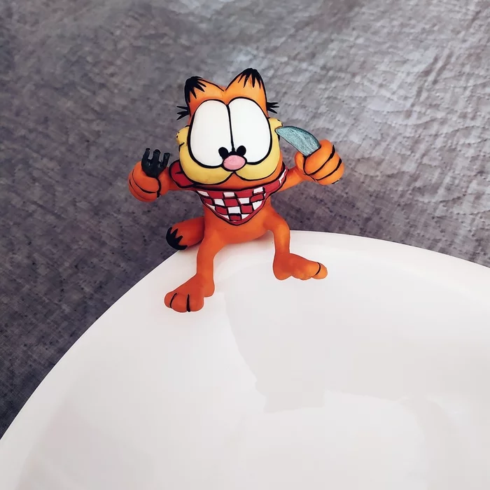 My first 3D figure - My, Polymer clay, Garfield, Needlework without process, Figurines, With your own hands, cat, Longpost