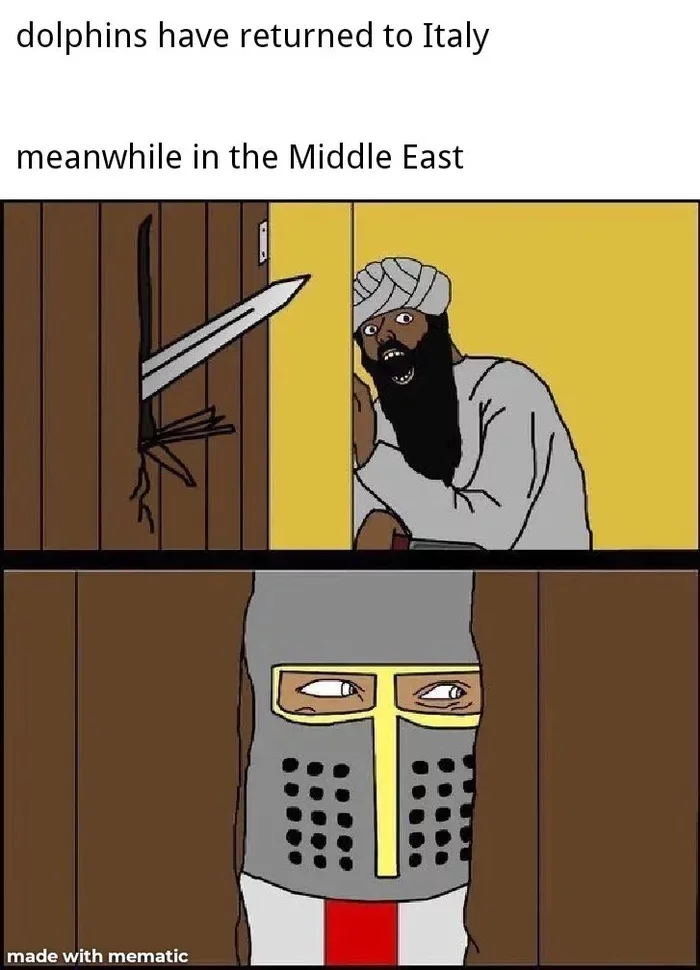 The Dolphins have returned to Italy. Meanwhile in the Middle East - Deus Vult, Shining stephen king, Here comes Johnny, Memes