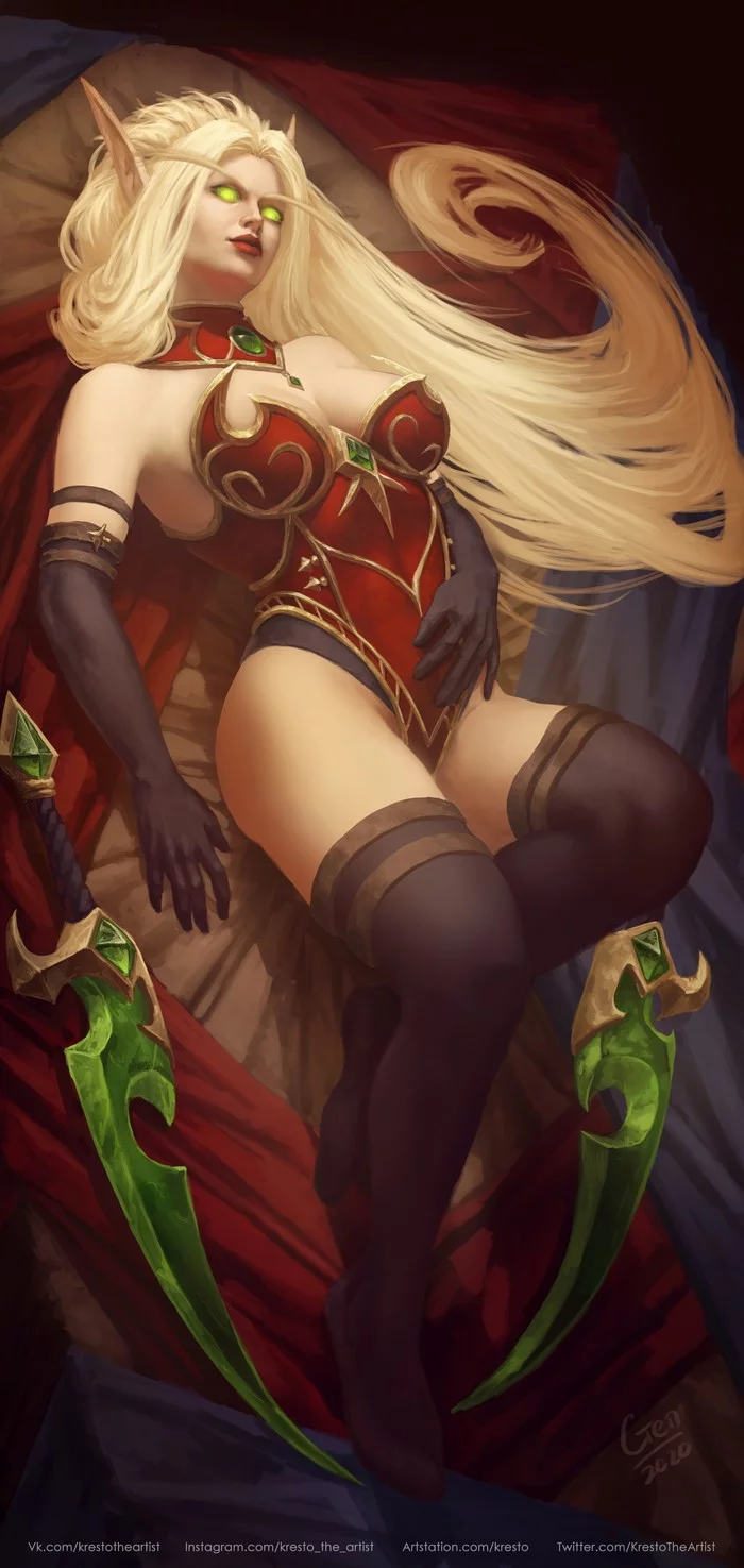 Valeera Sanguinar - Drawing, World of warcraft, Warcraft, Blood elves, Valira, Kirill Stepanov