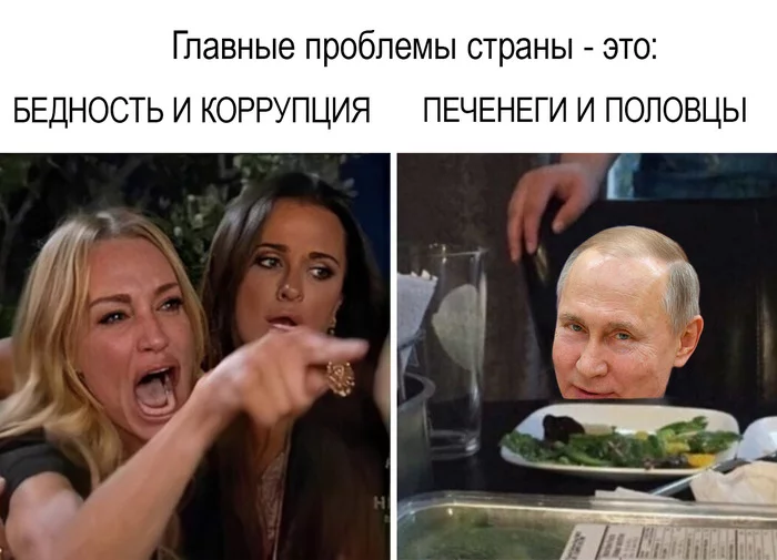 This is how we live, in different realities - Vladimir Putin, Pechenegs, Polovtsi, Memes, Politics, Two women yell at the cat