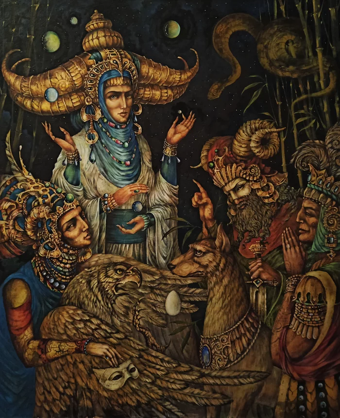 Meanings are hidden in rituals and customs, ancient gods in eternal amusements - My, Oil painting, Painting, Painting, Art, Canvas, Copyright, Longpost