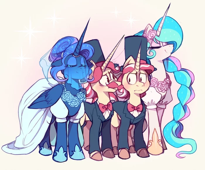 Until the death separates us - My little pony, Flim Flam Brothers, Flim, Flam, Princess luna, Princess celestia, Shipping