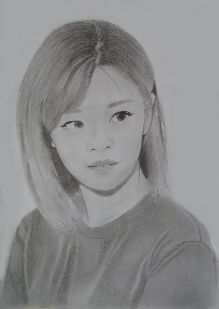 Drawings - My, Pencil drawing, Drawing, Pencil, Twice, Beautiful girl, Sana, Self-taught, Longpost