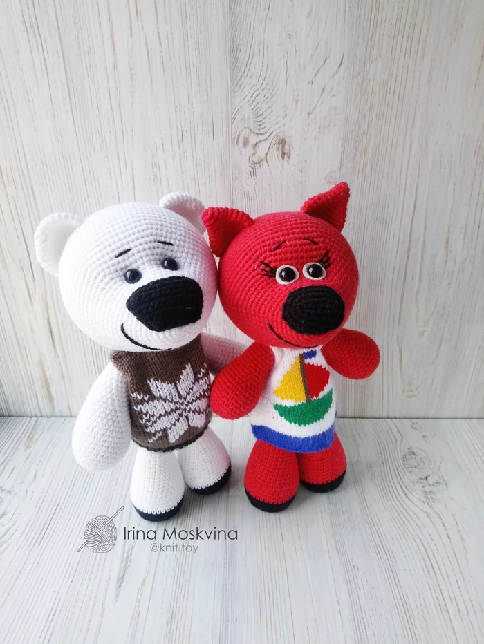 March Be-be-bears - My, Needlework without process, Crochet, Cartoon characters, Mi-Mi-Bears (animated series), The Bears, Fox, Handmade, Longpost