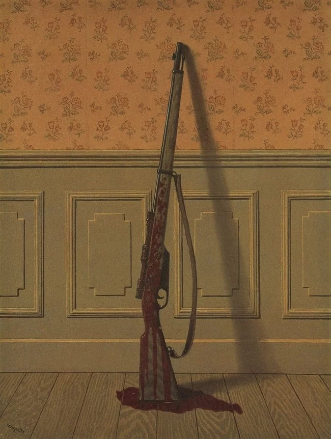 Survivor - Art, Painting, Blood, Gun, Rene Magritte, Painting