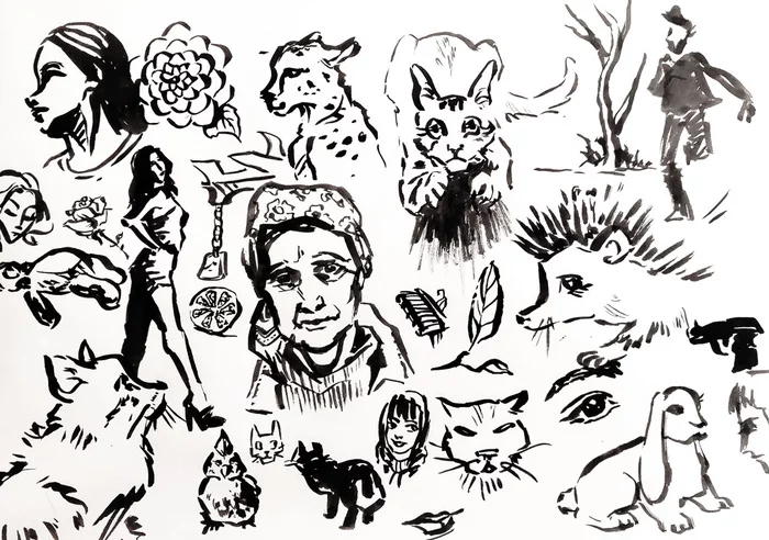 Quick ink sketches - My, Mascara, Sketch, Sketch, Drawing