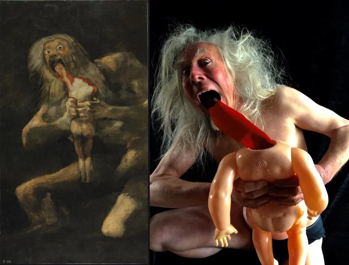 Saturn devouring his son - Quarantine, Humor, Francisco Goya, Self-isolation, Painting, Insulation