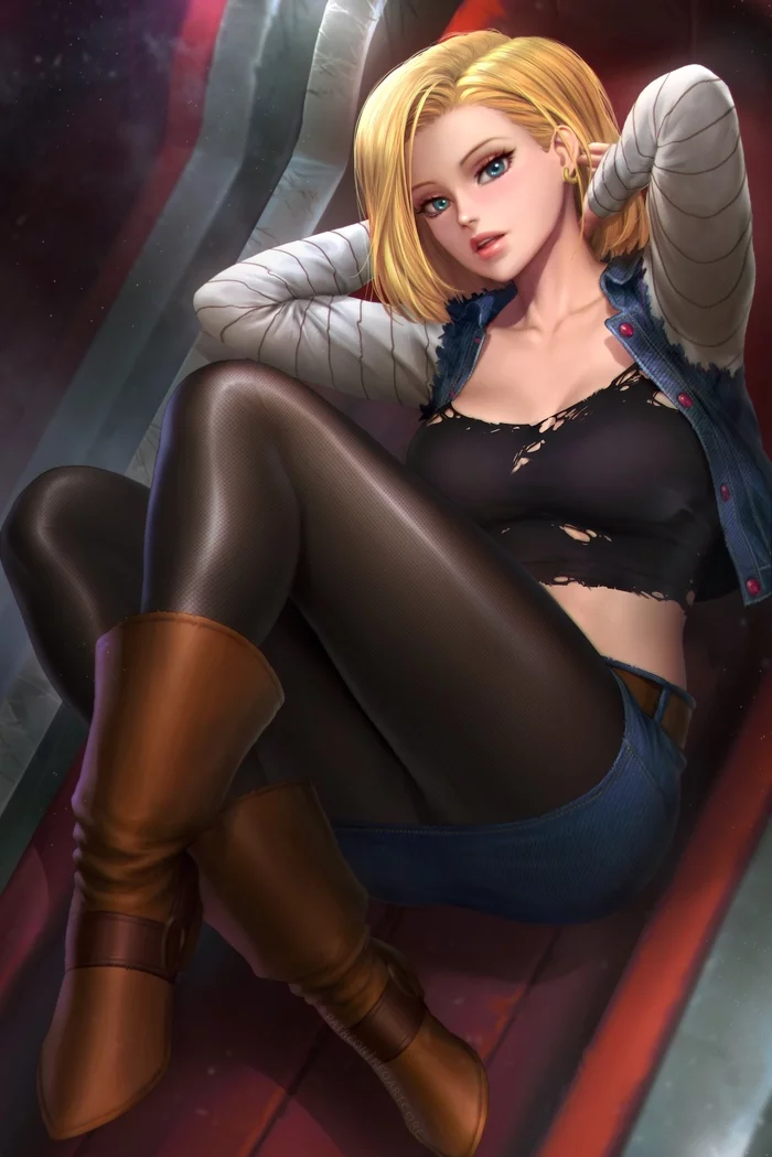 Android 18 (Dragon Ball Z) - NSFW, Art, Anime, Anime art, Dragon ball z, Android 18, Erotic, Underwear, Neoartcore, Longpost