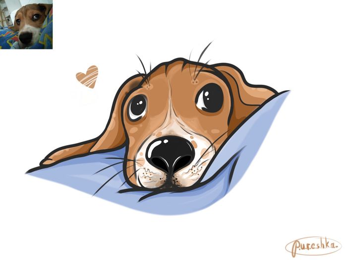 My doggie) <z - My, Drawing, Beagle, Dog, Learning to draw