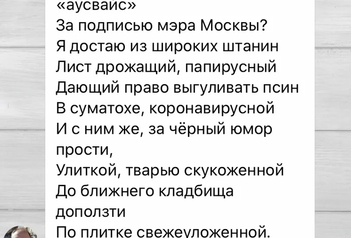 Появилось творчество в связи с событиями. Пародия на Маяковского Владимир Маяковский, Стихи, Пропуск, Сергей Собянин, Карантин, Скриншот