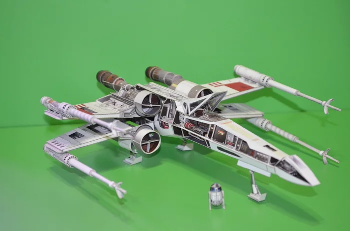Звёздный истребитель T-65 «X-wing» - Моё, Papercraft, Да пребудет с тобой сила, Star Wars, Времяпрепровождение, R2-D2, Космос, Длиннопост