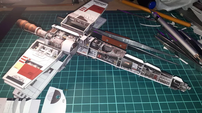 Звёздный истребитель T-65 «X-wing» - Моё, Papercraft, Да пребудет с тобой сила, Star Wars, Времяпрепровождение, R2-D2, Космос, Длиннопост