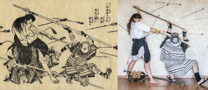 Samurai battle - My, Insulation, Insulation, Hokusai, Art, Flash mob, Challenge, Painting, Humor