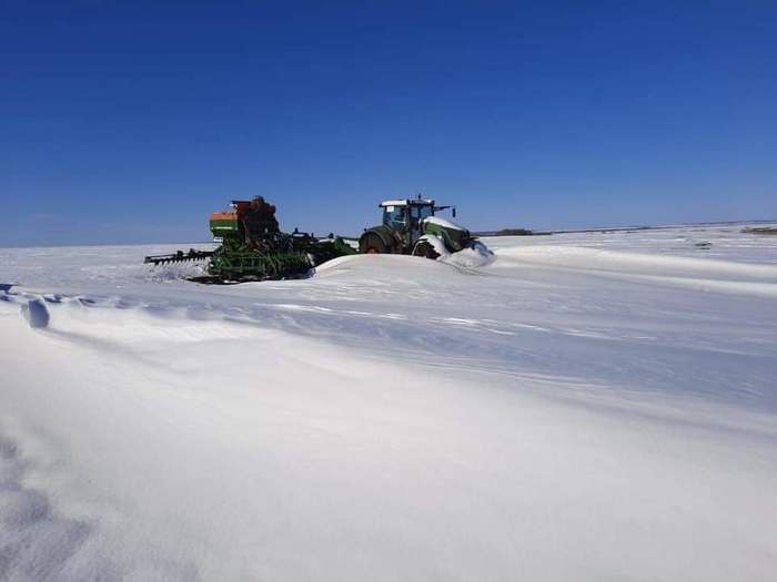 This is the sowing season - Сельское хозяйство, Spring, Snow, Weather, Tractor, Seeder