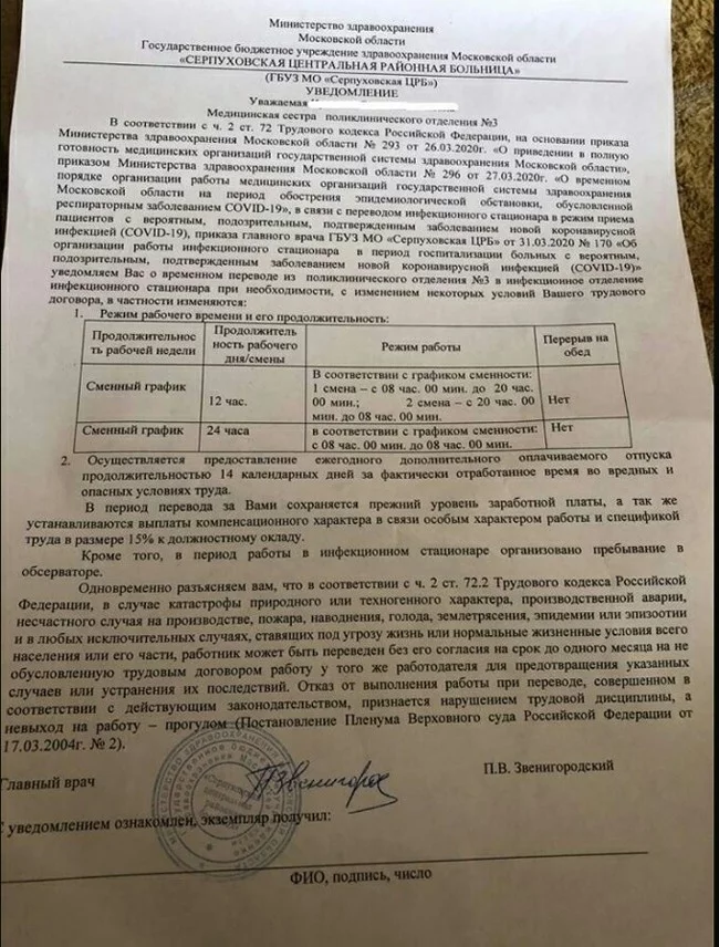 Serpukhov Central District Hospital. Force medical staff to move to another department - My, Coronavirus, Serpukhov, The medicine, Law violation, Prosecutor's office, Law, Longpost, Children, Parents and children