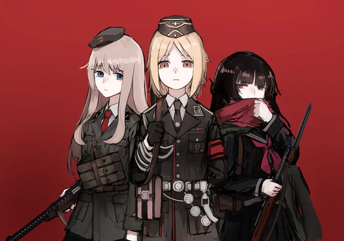 Берлин-Рим-Токио - Аниме, Anime Art, Girls Frontline, Pixiv, Mp40