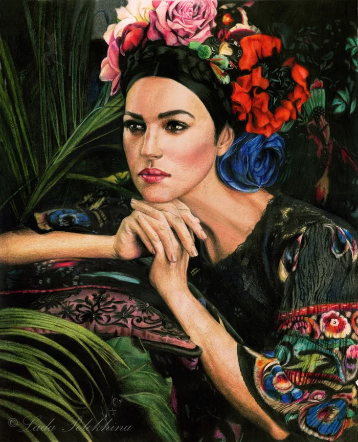 Drawing with colored pencils. Monica Bellucci - My, Drawing, Portrait, Colour pencils, Monica Bellucci, Actors and actresses, Celebrities