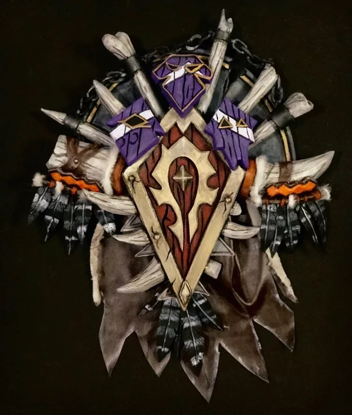 Coat of arms of the Horde - My, World of warcraft, Handmade, Horde, Craft, Cosplay, Tutorial, Longpost