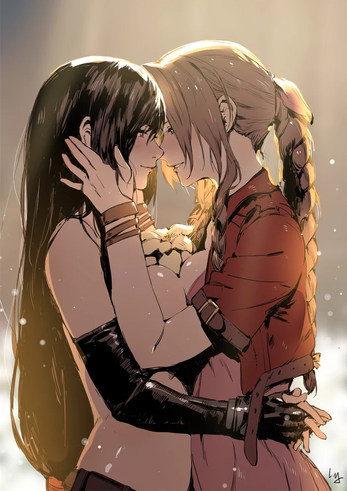 Tifa & Aerith - Аниме, Арт, Anime Art, Final Fantasy VII, Tifa Lockhart, Aerith Gainsborough, Pixiv