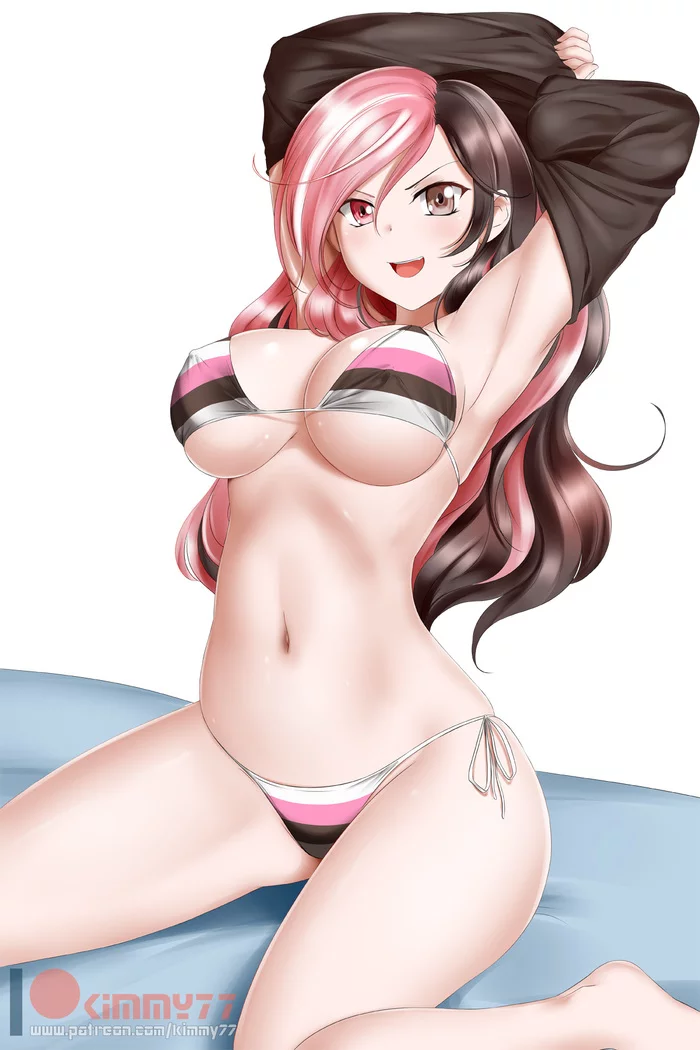 Neo Politan - NSFW, Anime, Not anime, RWBY, Anime art, Neopolitan, Kimmy77, Breast, Swimsuit