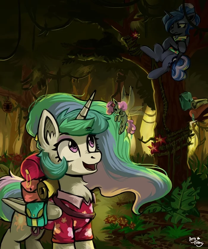 In the woods near Canterlot - My little pony, Princess luna, Princess celestia, Breezie, Amy-Gamy