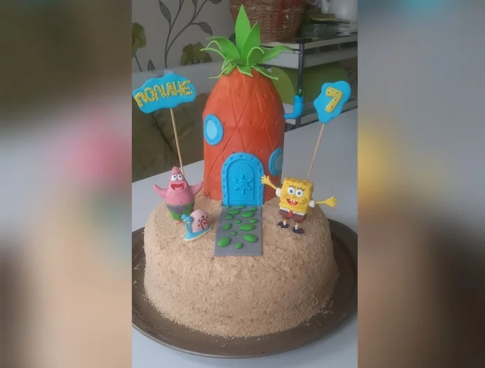 SpongeBob Cake - My, SpongeBob, Cake, Birthday, Longpost