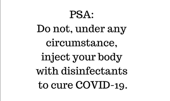 Do not ingest disinfectants to cure coronavirus under any circumstances - Donald Trump, Coronavirus, Medications, Doctors, Virus