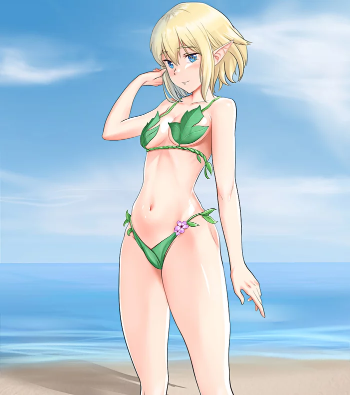 Anime art - NSFW, Anime art, Ryu Lion, Danmachi, Anime, Swimsuit