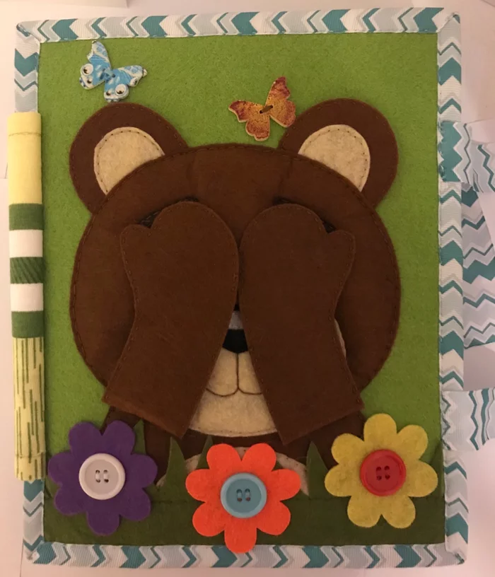 Felt book Teddy bear - My, Felt, Needlework without process, For children, Longpost, Developing