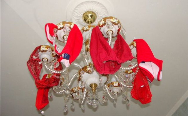 Good luck with red shorts on a chandelier? - My, Underpants, Red, Money, Luck, Rite, Magic
