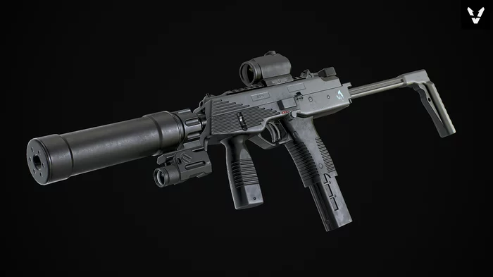 MP9/Steyr TMP - My, Weapon, Render, Zbrush, Autodesk Maya, Mayan, Photoshop, 3D, 3D modeling, Video, Longpost