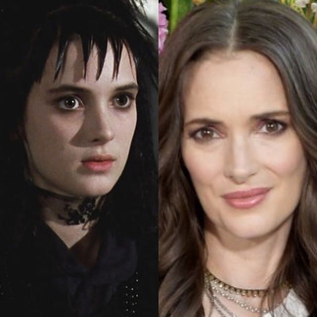 Celebrity Gothic Characters Then and Now - Celebrities, Actors and actresses, Movies, Serials, Longpost, Angelica Huston, Mortisha Addams, Elvira mistress of darkness, Wensday Addams, Christina Ricci, Winona Ryder