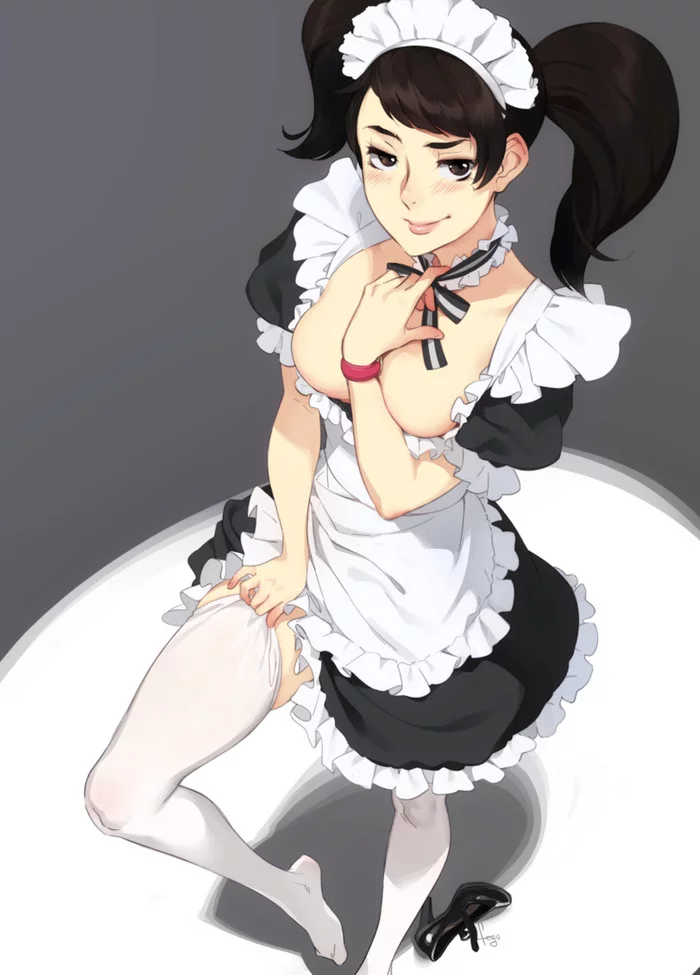 Sadayo Kawakami - NSFW, Art, Erotic, Housemaid, Anime, Anime art, Persona 5, Kawakami Sadayo, Feguimel