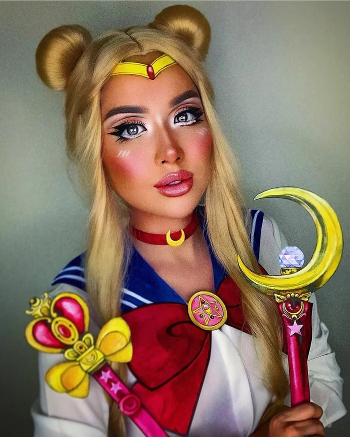 Makeup cosplay on sailor moon - My, Makeup, Cosplay, lunar prism, Beautiful girl, Sailor Moon, Longpost