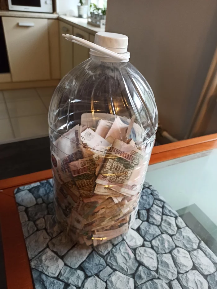 About a bottle with money - My, Money, Accumulation, Longpost