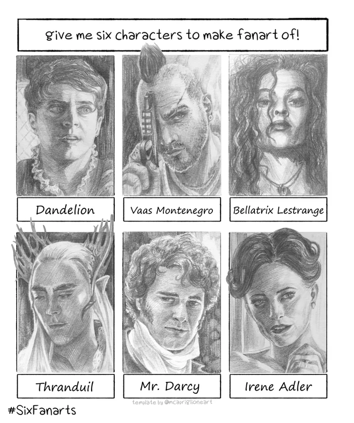 6 characters (part 2) - My, Art, Portrait, Drawing, Pencil drawing, Sixfanarts, Characters (edit), Witcher, The Witcher series, Buttercup, Far cry 3, Vaas, Lord of the Rings, Thranduil, Pride and Prejudice, BBC Sherlock series, Iren Adler