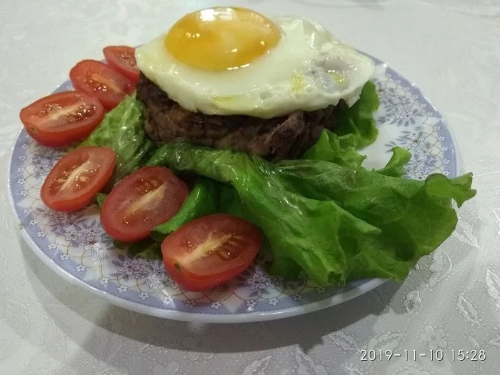 Minced beef steak with egg - My, Steak, Meat, Second courses, Roasted meat, Video, Recipe, Video recipe, Cooking