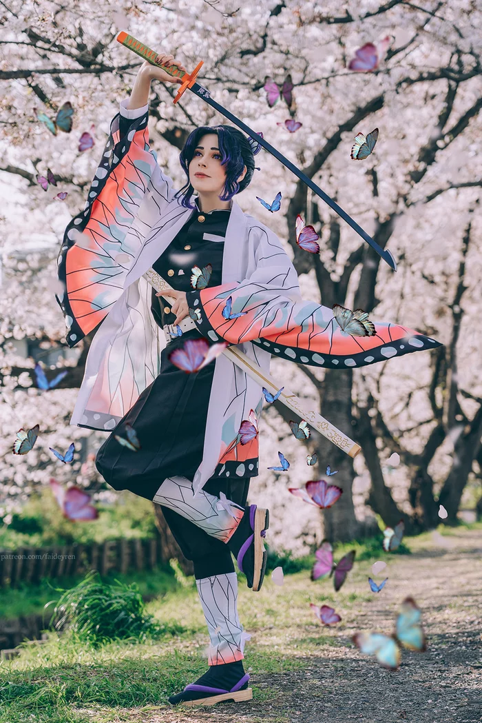 Kochou Shinobu cosplay in cherry blossoms - My, Russian cosplay, Faid Eyren, Kochou shinobu, Kimetsu no yaiba, Cosplay, Longpost