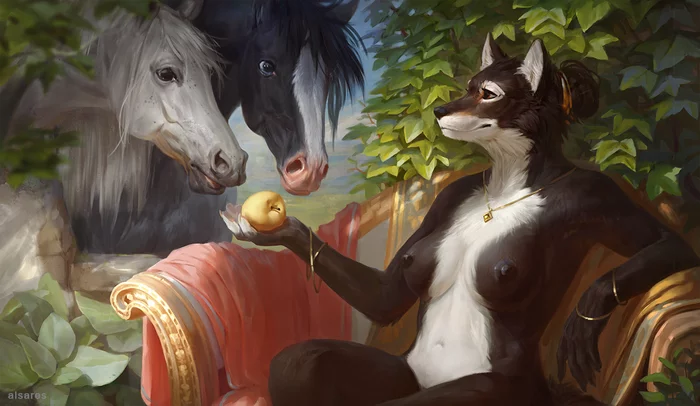 Golden Apple - NSFW, Furry, Art, Alsares, Horses, Furotica, Furry canine