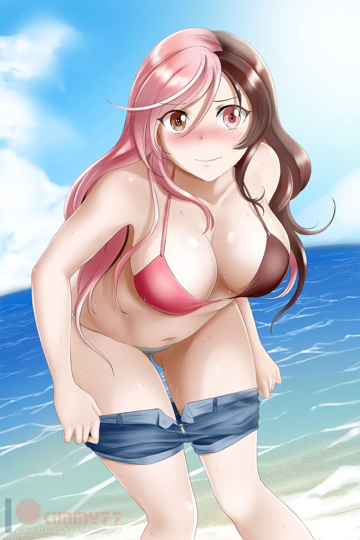 Neo Politan - NSFW, Anime, Not anime, RWBY, Anime art, Neopolitan, Kimmy77, Breast, Swimsuit