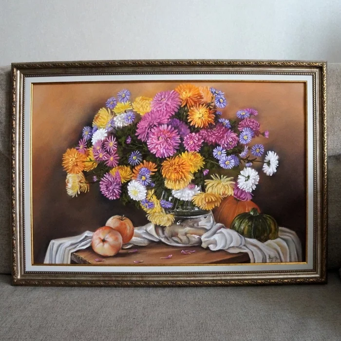 Autumn still life - My, Pastel, Drawing, Still life, Painting, Painting, Artist, Flowers, Autumn, Video, Longpost