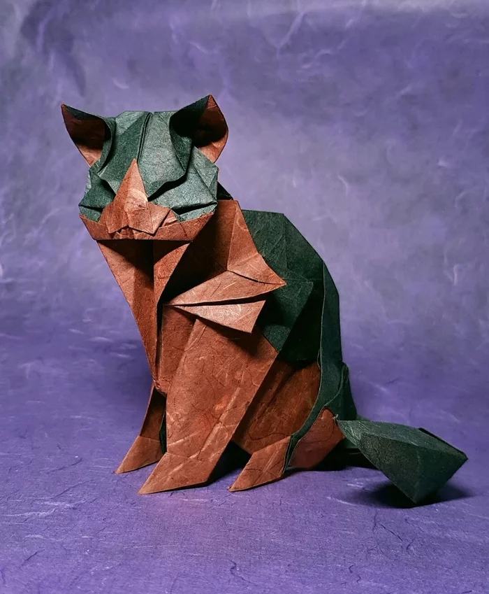 Origami cat - My, Origami, cat, Creation