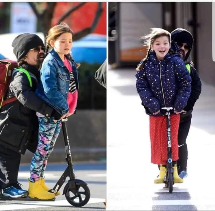 Peter Dinklage and his daughter - Peter Dinklage, Dwarfs, Daughter, Kick scooter