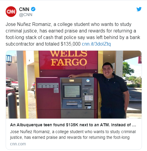 A major find and a “decent” reward. A student from the USA found 135 thousand dollars on the street - USA, A loss, Find, Money, Reward, Gratitude, Deed, Longpost, news