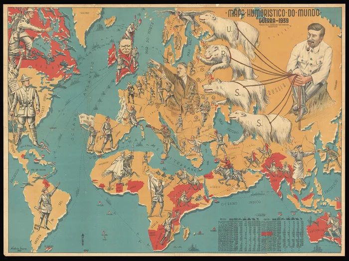 1939 satirical map - Cards, Interesting, 1939