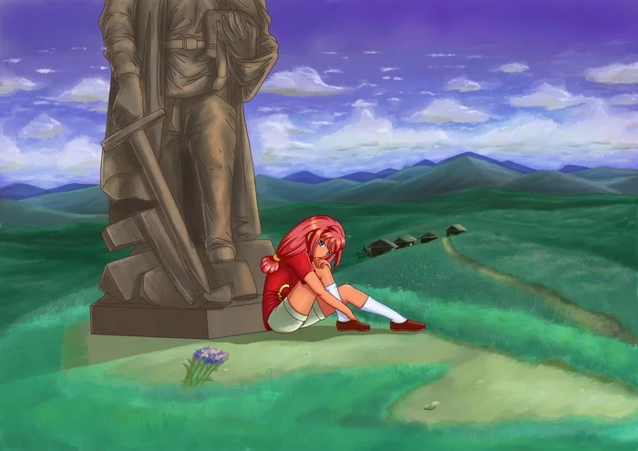 Our dead will not leave us in trouble, our fallen are like sentries... - Endless Summer (visual novel), May 9 - Victory Day, Visual novel, Ulyana, Art