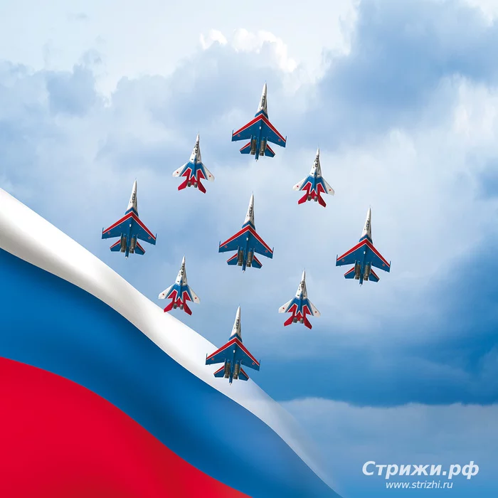 Cuban diamond - Victory parade, May 9, Military aviation, Aerobatics, Russian Knights, GIF, May 9 - Victory Day