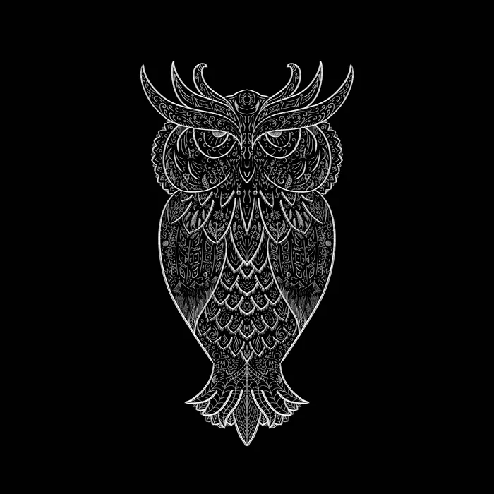 More patterns to God of patterns! - My, Owl, Elephants, Octopus, Illustrations, Digital drawing, Patterns, White on black, Longpost